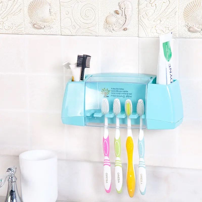Multifunctional Toothbrush Rack, 5 Slot Toothbrush Holder, Wall Mounted Bathroom Toothbrush Holder, Family Bath Toothpaste Storage Rack, Suction Cup Bathroom Tools Toothbrush Rack Multifunctional Toothbrush Rack, 5 Slot Toothbrush Holder, Wall Mounted Bathroom Toothbrush Holder, Family Bath Toothpaste Storage Rack, Suction Cup Bathroom Tools Toothbrush Rack